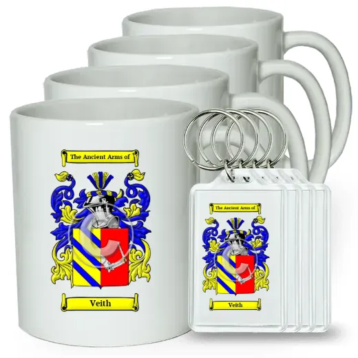 Veith Set of 4 Coffee Mugs and Keychains