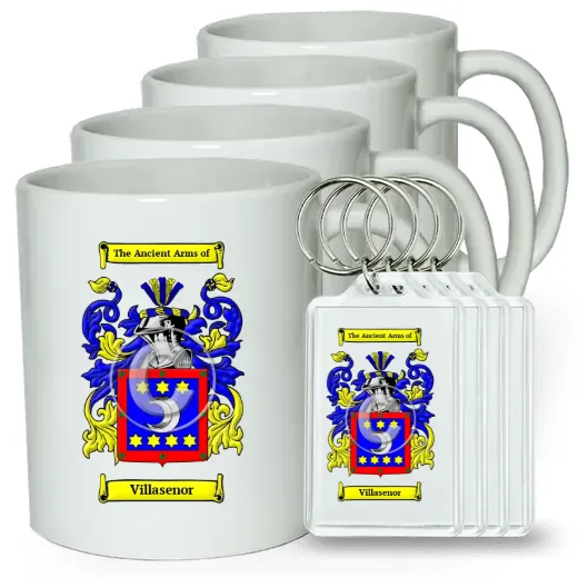 Villasenor Set of 4 Coffee Mugs and Keychains