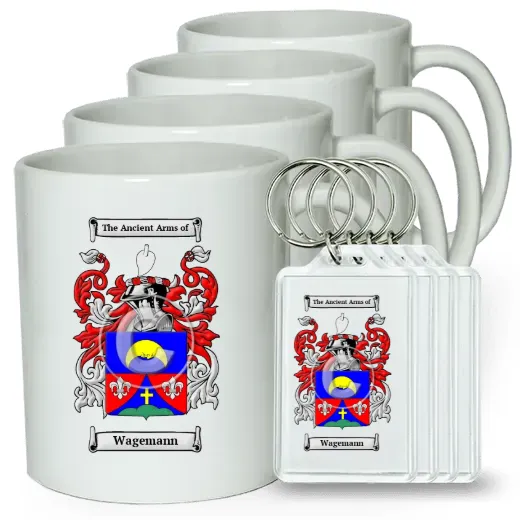 Wagemann Set of 4 Coffee Mugs and Keychains