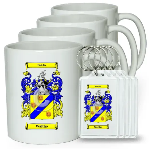 Waltho Set of 4 Coffee Mugs and Keychains