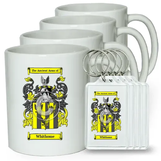 Whithome Set of 4 Coffee Mugs and Keychains