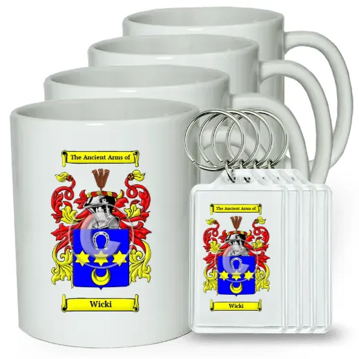 Wicki Set of 4 Coffee Mugs and Keychains