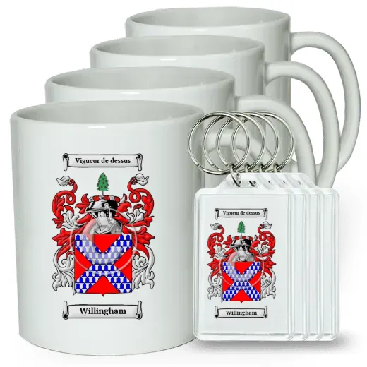 Willingham Set of 4 Coffee Mugs and Keychains