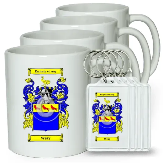 Wray Set of 4 Coffee Mugs and Keychains