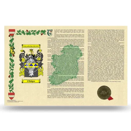 O'Bolger Armorial History Landscape Style