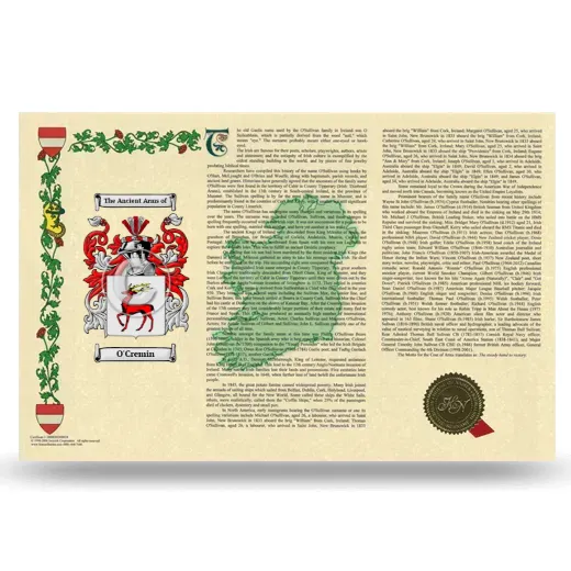 O'Cremin Armorial History Landscape Style