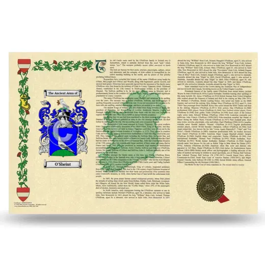 O'Sheint Armorial History Landscape Style