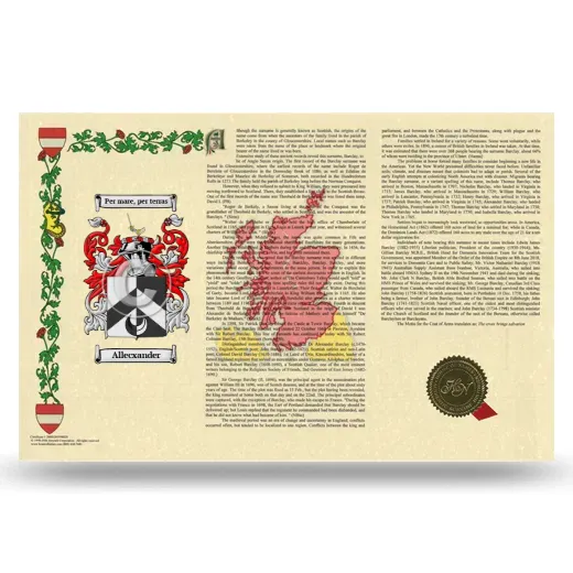 Allecxander Armorial History Landscape Style