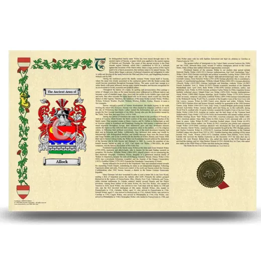 Allock Armorial History Landscape Style