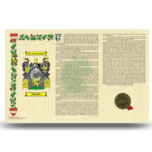 Althoffer Armorial History Landscape Style
