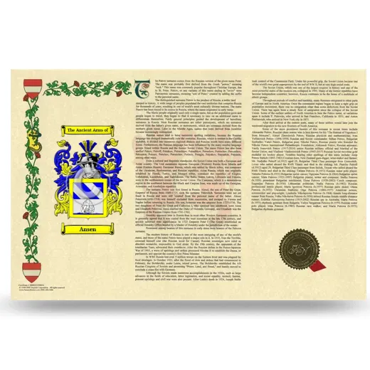 Ansen Armorial History Landscape Style