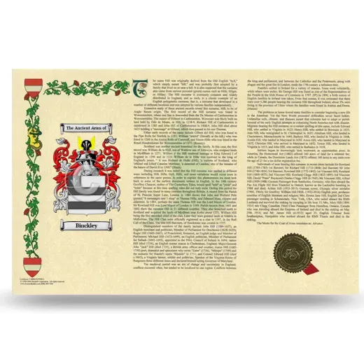 Binckley Armorial History Landscape Style