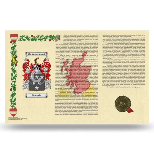 Bonvale Armorial History Landscape Style