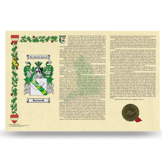Butterwik Armorial History Landscape Style