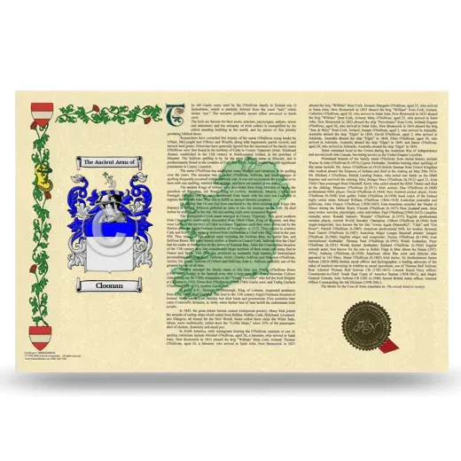 Cloonan Armorial History Landscape Style