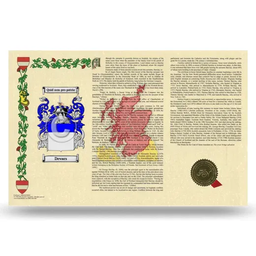 Devars Armorial History Landscape Style