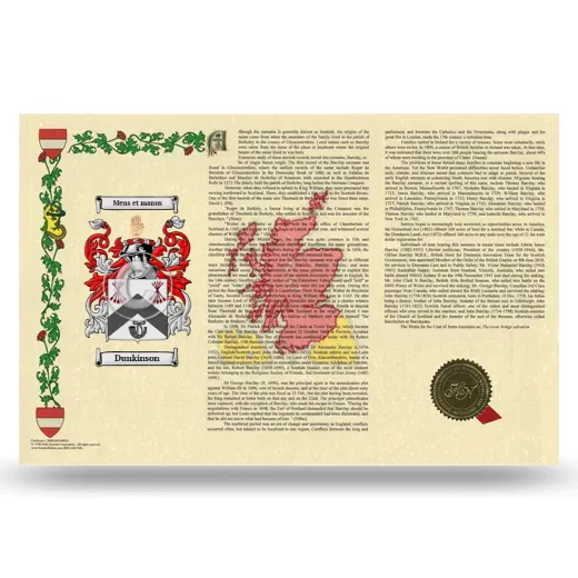Dunkinson Armorial History Landscape Style