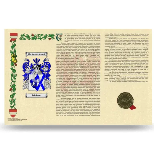 Erickson Armorial History Landscape Style