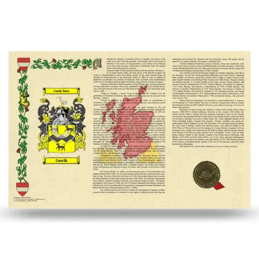 Garrik Armorial History Landscape Style