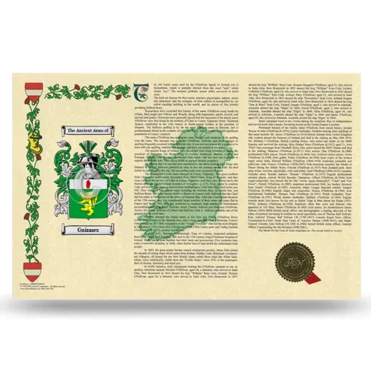 Guinnes Armorial History Landscape Style