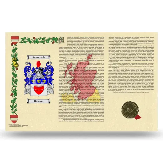 Hawson Armorial History Landscape Style
