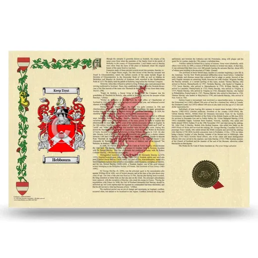 Hebbourn Armorial History Landscape Style