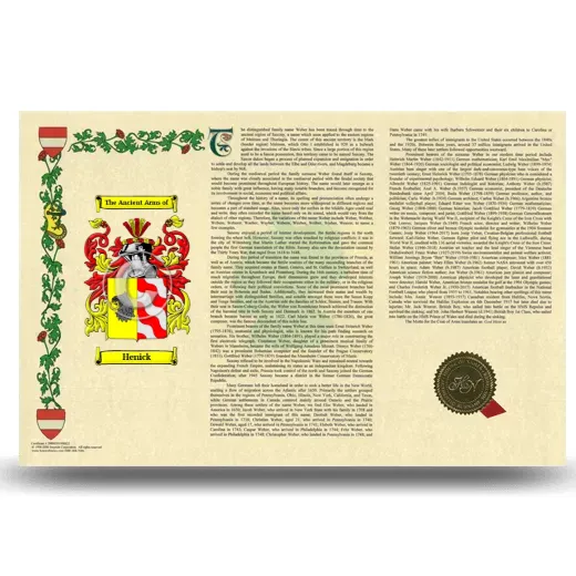 Henick Armorial History Landscape Style