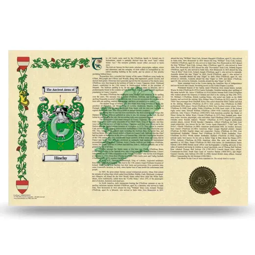 Hinchy Armorial History Landscape Style