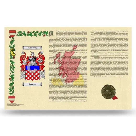 Kerwyn Armorial History Landscape Style
