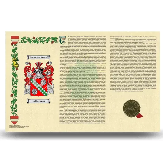 Letterman Armorial History Landscape Style