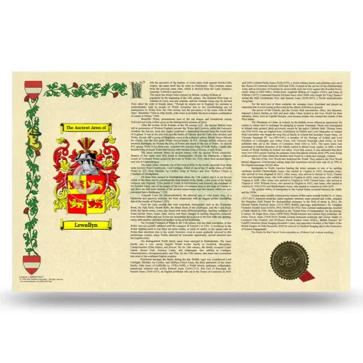 Lewallyn Armorial History Landscape Style