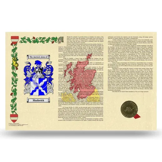 Markwick Armorial History Landscape Style