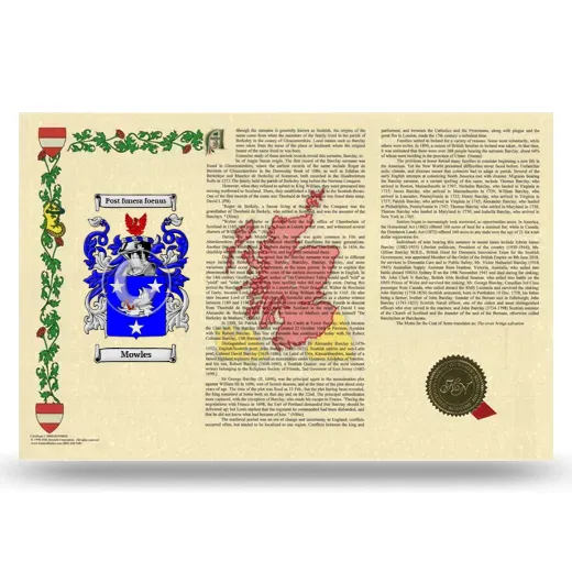 Mowles Armorial History Landscape Style