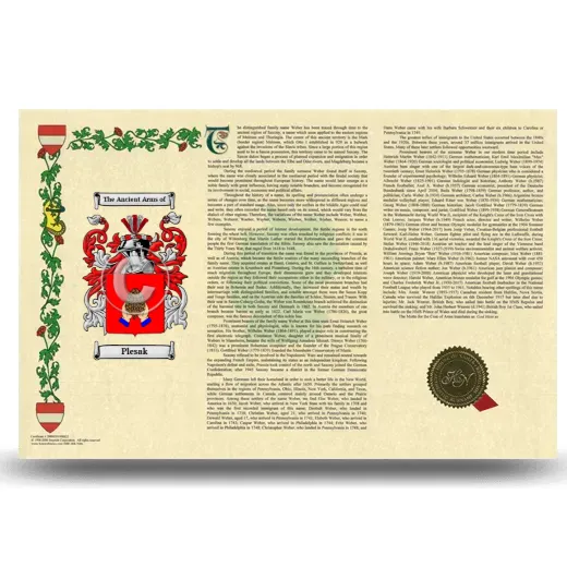 Plesak Armorial History Landscape Style