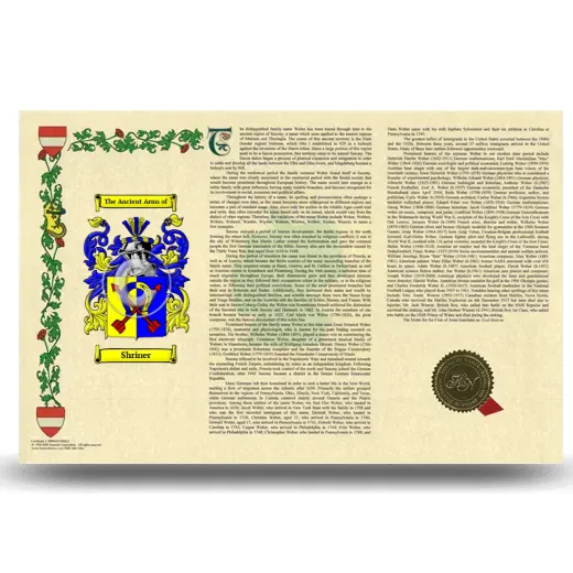 Shriner Armorial History Landscape Style