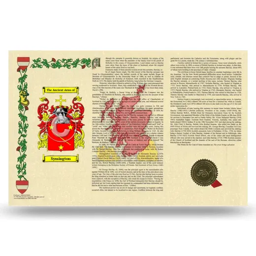 Symington Armorial History Landscape Style