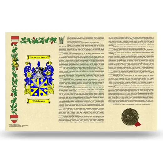 Walshman Armorial History Landscape Style