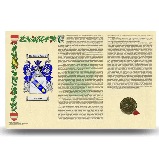 Williers Armorial History Landscape Style