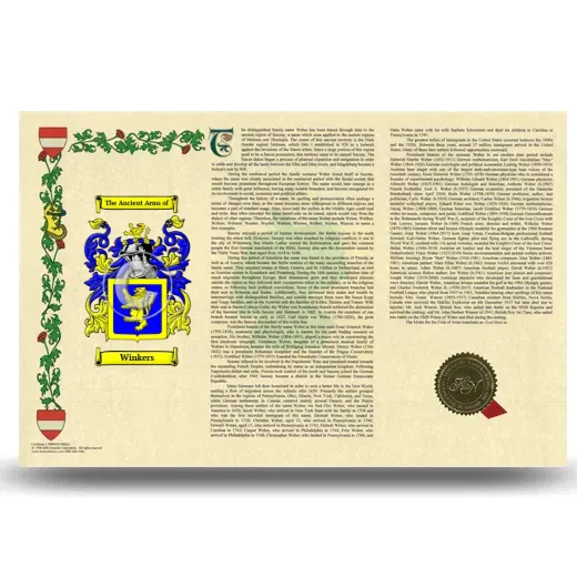 Winkers Armorial History Landscape Style
