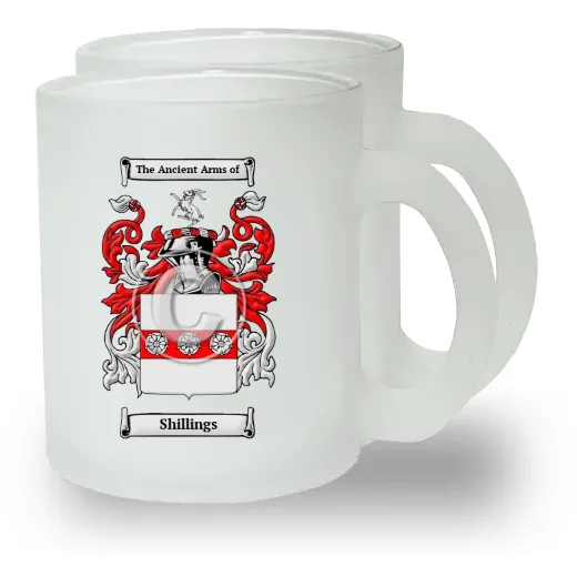 Shillings Pair of Frosted Glass Mugs