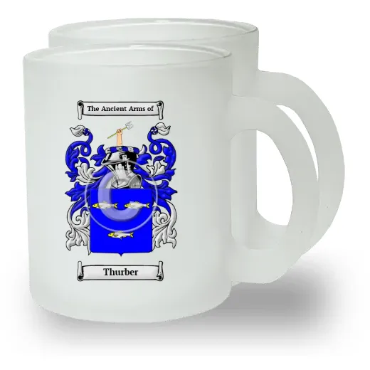 Thurber Pair of Frosted Glass Mugs
