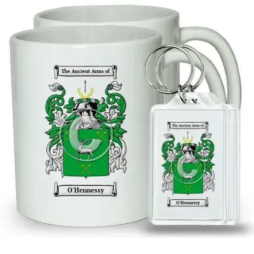 O'Hennessy Pair of Coffee Mugs and Pair of Keychains