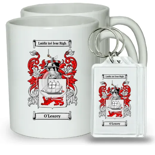 O'Learey Pair of Coffee Mugs and Pair of Keychains