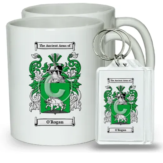 O'Rogan Pair of Coffee Mugs and Pair of Keychains