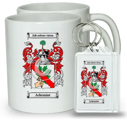 Ackemint Pair of Coffee Mugs and Pair of Keychains