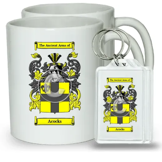 Acocks Pair of Coffee Mugs and Pair of Keychains