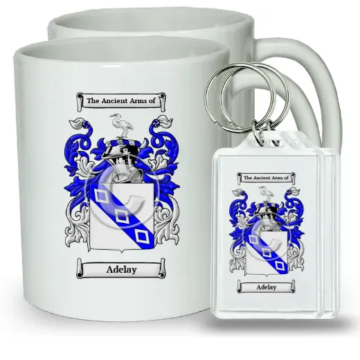 Adelay Pair of Coffee Mugs and Pair of Keychains
