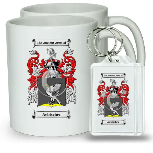 Aebischer Pair of Coffee Mugs and Pair of Keychains
