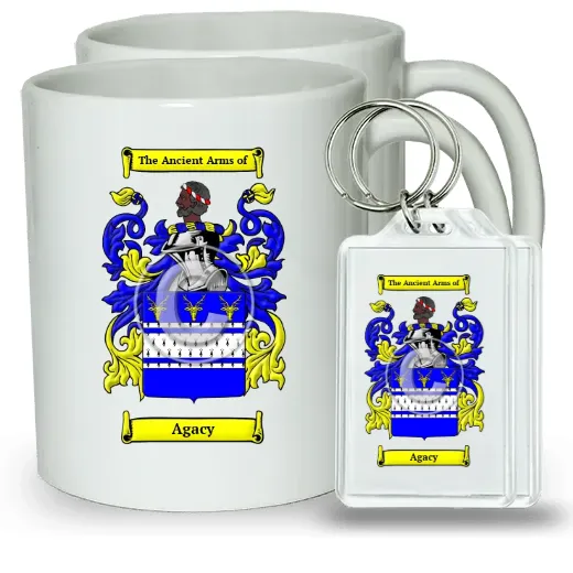 Agacy Pair of Coffee Mugs and Pair of Keychains