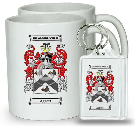 Aggett Pair of Coffee Mugs and Pair of Keychains